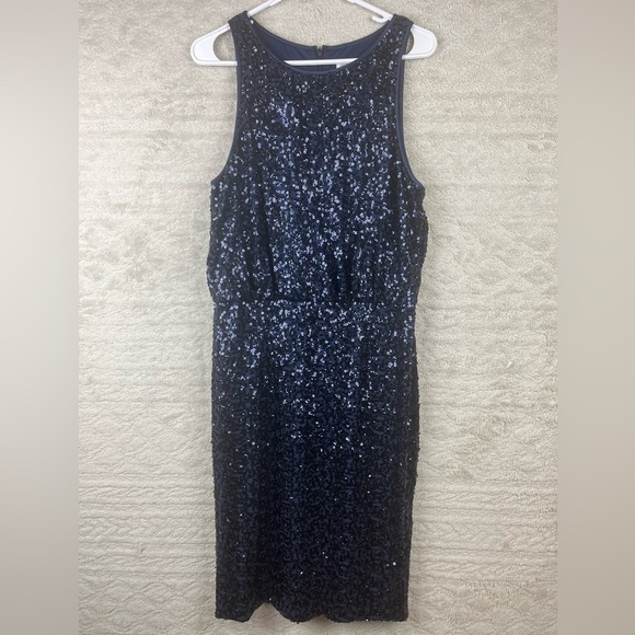 ELIZA J Navy Blue All Over Sequined Cocktail Party Dress Size 12 - Picture 1 of 14